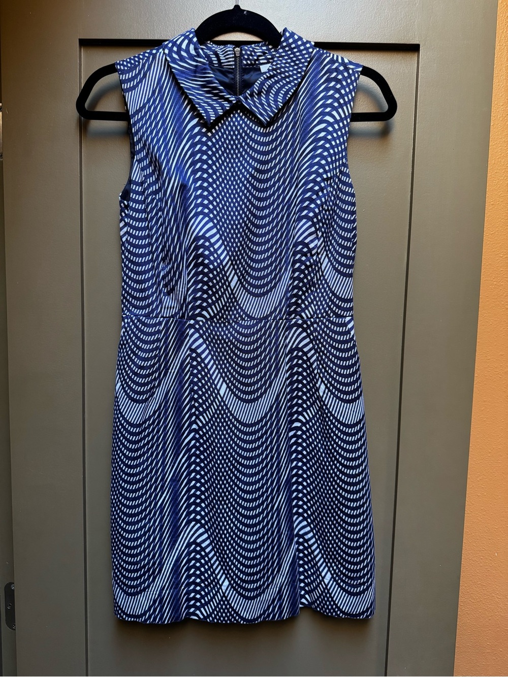 Halogen Navy and White Wavy Sleeveless Dress 2